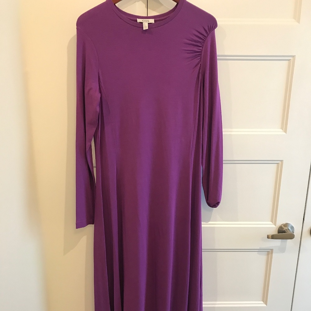 COS Purple Long Sleeve Midi Dress